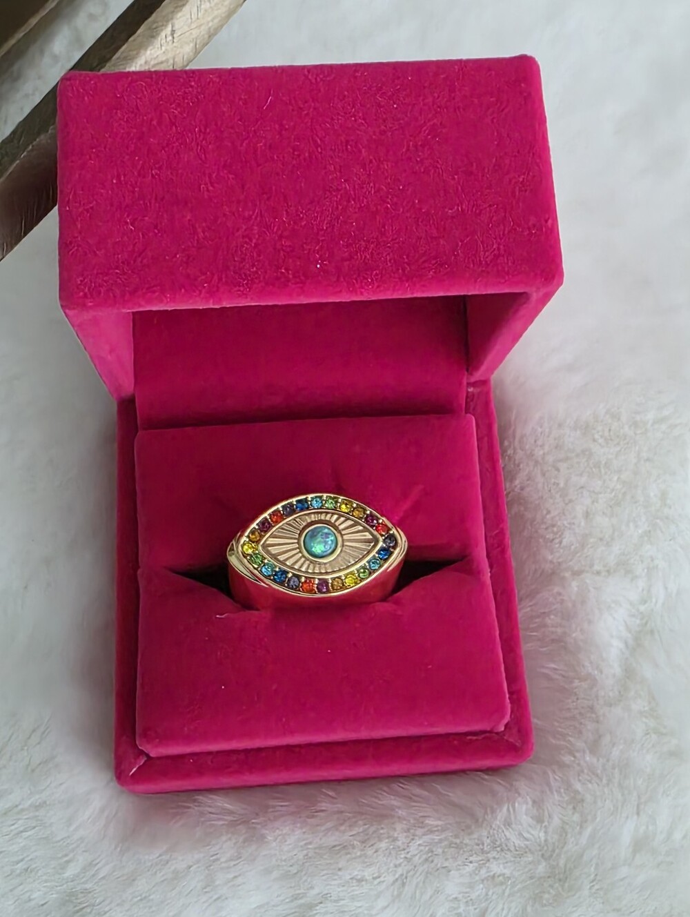 Kurt Geiger Protective Eye Evil Eye Ring with Multicolored Stones
